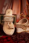 Buy_House Of Vian_Gold Beads Designer Embellished Wedges _at_Aza_Fashions
