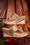Buy_House Of Vian_Gold Beads Designer Embellished Wedges _Online_at_Aza_Fashions