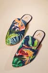 Buy_House Of Vian_Green Parrot Paradise Canvas Mules _at_Aza_Fashions