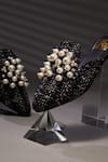 Buy_House Of Vian_Black Pearl Embellished Tweed Mules _Online_at_Aza_Fashions