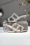Shop_House Of Vian_Silver Rhinestones Designer Heels With Embellishments _at_Aza_Fashions
