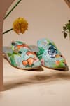 House Of Vian_Blue Tropical Toucan Embroidered Mules _Online_at_Aza_Fashions