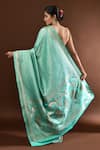 Shop_Samyukta Singhania_Sky Blue Leaf Woven Banarasi Silk Saree With Running Blouse _at_Aza_Fashions