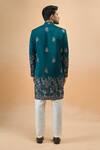 Shop_Arihant Rai Sinha_Blue Silk Embroidery Sherwani And Pant Set _at_Aza_Fashions