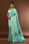 Samyukta Singhania_Sky Blue Leaf Woven Banarasi Silk Saree With Running Blouse _at_Aza_Fashions