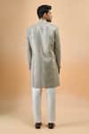 Shop_Arihant Rai Sinha_Gray Rayon, Silk Embroidery Grey Thread Sherwani And Pant Set _at_Aza_Fashions