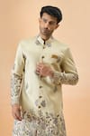 Buy_Arihant Rai Sinha_Beige Silk Embroidery Thread Sherwani Set _Online_at_Aza_Fashions