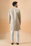 Shop_Arihant Rai Sinha_Gray Jacquard, Silk Designer Sherwani And Pant Set _at_Aza_Fashions