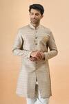 Arihant Rai Sinha_Gray Jacquard, Silk Designer Sherwani And Pant Set _at_Aza_Fashions