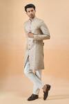 Buy_Arihant Rai Sinha_Gray Jacquard, Silk Designer Sherwani And Pant Set 