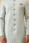 Arihant Rai Sinha_Blue Jacquard, Silk Designer Sherwani And Pant Set _Online_at_Aza_Fashions