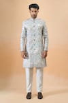 Arihant Rai Sinha_Multi Color Silk Embroidery Sherwani And Pant Set _Online_at_Aza_Fashions