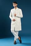 Buy_Arihant Rai Sinha_White Silk Embroidery Sherwani And Pant Set _at_Aza_Fashions