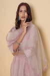 Buy_Kameez_Pink Chanderi, Cotton, Organza Embroidery V-neck Bare Blush Suit Set _Online_at_Aza_Fashions