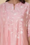 Buy_Kameez_Pink Chanderi, Cotton, Organza Embroidery, Pom-poms Misty Rose Suit Set _Online_at_Aza_Fashions