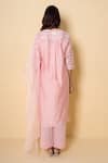 Shop_Kameez_Pink Chanderi, Cotton, Organza Embroidery, Pom-poms Misty Rose Suit Set _at_Aza_Fashions