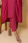 Kameez_Pink Cotton, Chanderi Embroidery Round , Open Radiant Rouge Kurta Set _Online_at_Aza_Fashions