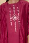 Shop_Kameez_Pink Cotton, Chanderi Embroidery Round , Open Radiant Rouge Kurta Set 