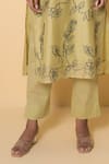 Kameez_Green Chanderi, Cotton Embroidery Round Neck Soft Pistachio Kurta Set _Online_at_Aza_Fashions