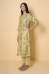 Buy_Kameez_Green Chanderi, Cotton Embroidery Round Neck Soft Pistachio Kurta Set _Online_at_Aza_Fashions