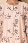 Buy_Kameez_Peach Chanderi, Cotton Embroidery Round Neck Kurta Set _Online_at_Aza_Fashions