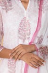 Buy Kameez White Kota Doria, Cotton Mandarin Collar Rose Block Print Suit Set Online at Aza Fashions Buy_Kameez_White Kota Doria, Cotton Mandarin Collar Rose Block Print Suit Set _Online_at_Aza_Fashions