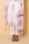 Shop Kameez White Kota Doria, Cotton Mandarin Collar Rose Block Print Suit Set Online at Aza Fashions Shop_Kameez_White Kota Doria, Cotton Mandarin Collar Rose Block Print Suit Set _Online_at_Aza_Fashions