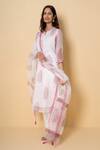 Kameez White Kota Doria, Cotton Mandarin Collar Rose Block Print Suit Set at Aza Fashions Kameez_White Kota Doria, Cotton Mandarin Collar Rose Block Print Suit Set _at_Aza_Fashions