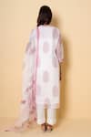 Shop Kameez White Kota Doria, Cotton Mandarin Collar Rose Block Print Suit Set at Aza Fashions Shop_Kameez_White Kota Doria, Cotton Mandarin Collar Rose Block Print Suit Set _at_Aza_Fashions