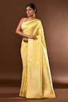 Buy_Samyukta Singhania_Yellow Flower Weave Banarasi Silk Saree With Running Blouse _Online_at_Aza_Fashions