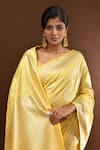Samyukta Singhania_Yellow Flower Weave Banarasi Silk Saree With Running Blouse _at_Aza_Fashions