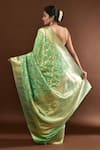 Shop_Samyukta Singhania_Green Flower Weave Banarasi Silk Saree With Running Blouse _at_Aza_Fashions