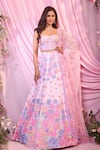 Buy_Label Priyanka Kar_Pink Embroidery Sweetheart Neck Floral Lehenga Set _Online_at_Aza_Fashions