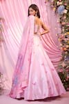 Buy_Label Priyanka Kar_Pink Embroidery Sweetheart Neck Floral Lehenga Set 