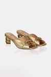 Buy_Elleganti_Gold Crystals Metallic Heeled Sandals _at_Aza_Fashions