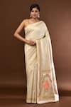 Buy Samyukta Singhania Ivory Leaf Woven Banarasi Silk Saree With Running Blouse at Aza Fashions Buy_Samyukta Singhania_Ivory Leaf Woven Banarasi Silk Saree With Running Blouse _at_Aza_Fashions