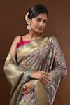 Buy_Samyukta Singhania_Gray Jaal Weave Banarasi Silk Saree With Running Blouse _Online_at_Aza_Fashions