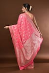 Shop Samyukta Singhania Peach Flower Weave Banarasi Silk Saree With Running Blouse at Aza Fashions Shop_Samyukta Singhania_Peach Flower Weave Banarasi Silk Saree With Running Blouse _at_Aza_Fashions
