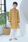 Buy_The Plum Bum_Yellow Cotton Embroidery Threadwork Kurta Set _at_Aza_Fashions