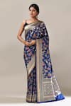 Buy Samyukta Singhania Blue Embroidery, Zari Flower Weave Banarasi Silk Saree With Running Blouse at Aza Fashions Buy_Samyukta Singhania_Blue Embroidery, Zari Flower Weave Banarasi Silk Saree With Running Blouse _at_Aza_Fashions