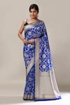 Buy Samyukta Singhania Blue Flower Weave Banarasi Silk Saree With Running Blouse at Aza Fashions Buy_Samyukta Singhania_Blue Flower Weave Banarasi Silk Saree With Running Blouse _at_Aza_Fashions