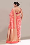 Shop_Samyukta Singhania_Peach Flower Weave Banarasi Silk Saree With Running Blouse _at_Aza_Fashions