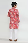 Shop_Petite Pomme_Red Cotton, Silk Printed Kurta And White Pant Set _at_Aza_Fashions