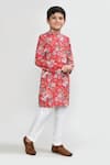 Buy_Petite Pomme_Red Cotton, Silk Printed Kurta And White Pant Set 