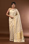 Buy Samyukta Singhania White Zari Jaal Weave Banarasi Silk Saree With Running Blouse at Aza Fashions Buy_Samyukta Singhania_White Zari Jaal Weave Banarasi Silk Saree With Running Blouse _at_Aza_Fashions