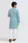Shop_Petite Pomme_Turquoise Cotton, Silk Zari Green Kurta And White Pant Set _at_Aza_Fashions