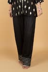 Buy_Tanu Malhotra_Black Cotton, Silk, Modal, Organza Embroidery V-neck Kurta Pant Set 