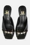 Shop_Elleganti_Black Crystals Metallic Leather Mule Heels _at_Aza_Fashions