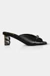 Buy_Elleganti_Black Crystals Metallic Leather Mule Heels _Online_at_Aza_Fashions