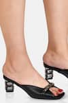 Shop_Elleganti_Black Crystals Metallic Leather Mule Heels _Online_at_Aza_Fashions